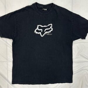 Vintage Fox Men's Black T-Shirt 100% Cotton XL